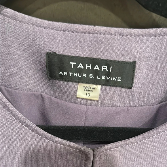 Tahari Purple Blazer Collarless Bell Sleeves - Picture 2 of 7